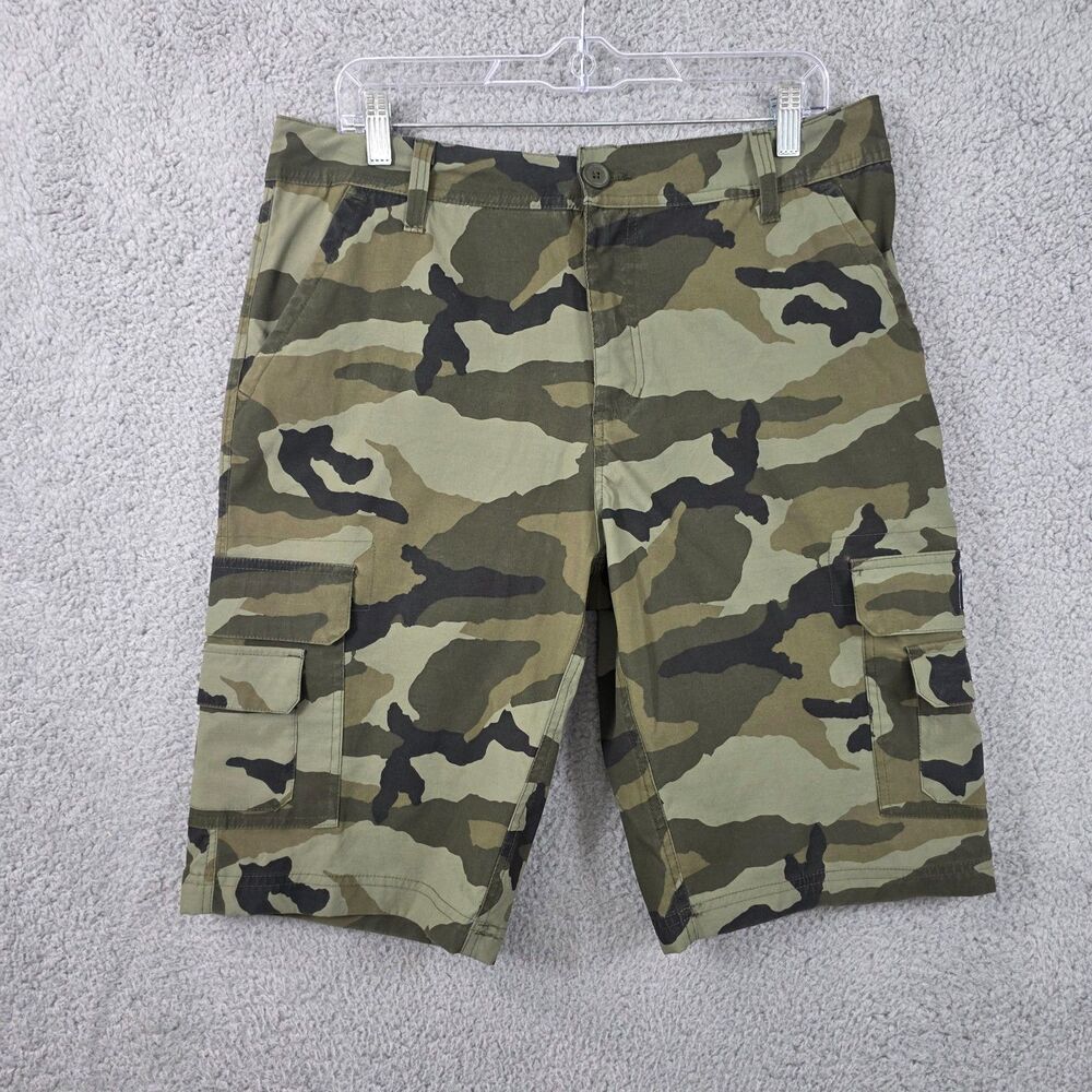 Ecko Unltd Cargo Shorts Mens W32 Green Camo Army Combat Military